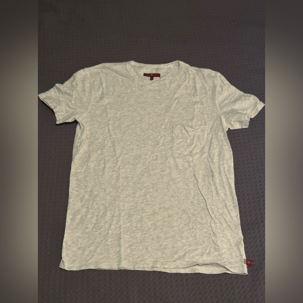 7 for All Mankind men's grey cotton blend pocket tee